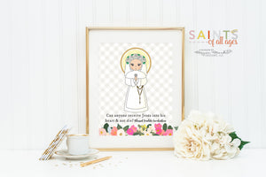 Blessed Imelda Lambertini poster print. Blessed Imelda Wall Art Poster. First Communion. Kids Room. Prayer Poster. Catholic Poster.